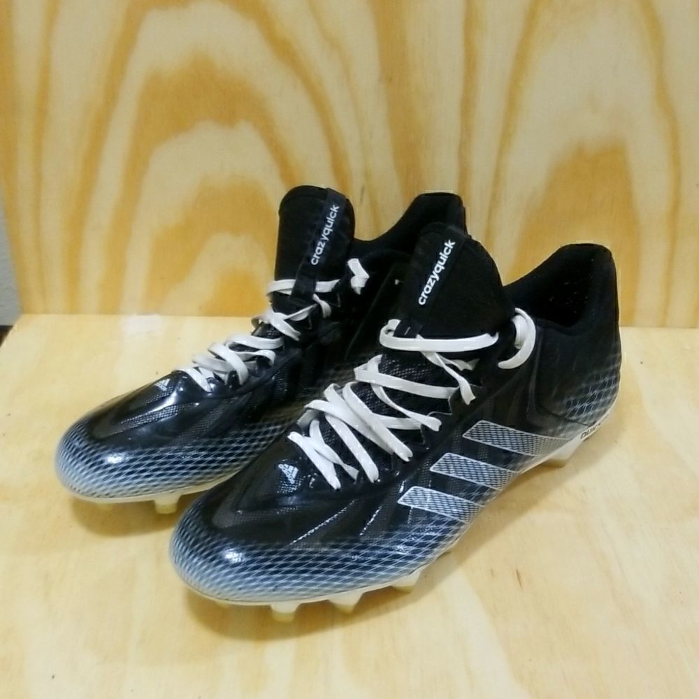 M2612 New Men's Adidas 'Crazyquick Mid' Black/White Football Cleat 14 M